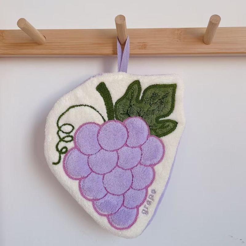 Cartoon Fruit Hand Towel Hanging Absorbent Bathroom Kerchief Coral Fleece Thickened Washcloth