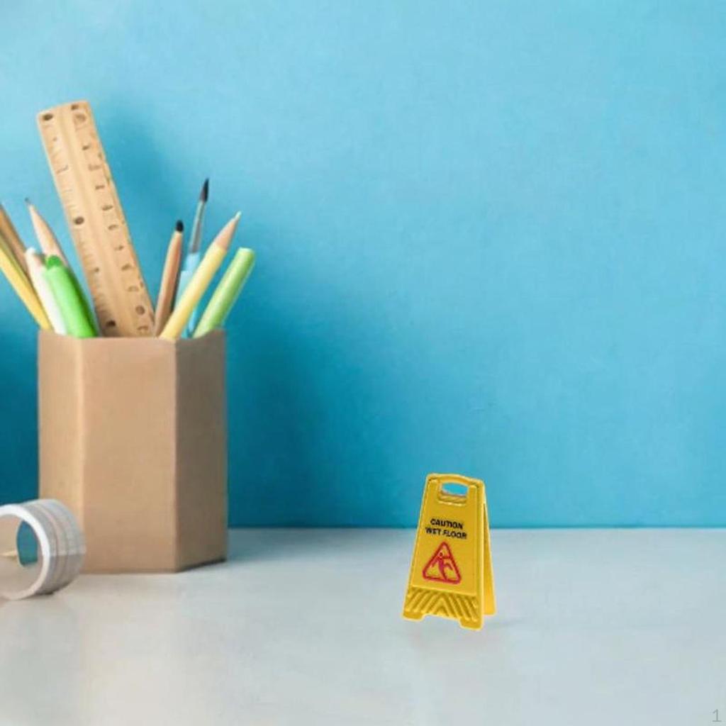 1 Inch Alloy Caution Sign Model for Dollhouse Accessories