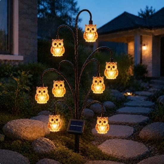Solar Garden Bird Stakes Outdoor Pathway Light, Bird-shaped Stump Decorative Stake with Warm Powered Yard Decorations LED Lights, Waterproof