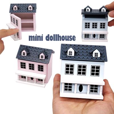 1/12 Mini Dollhouse Miniature Villa Mini House with Movable  Roof Toy