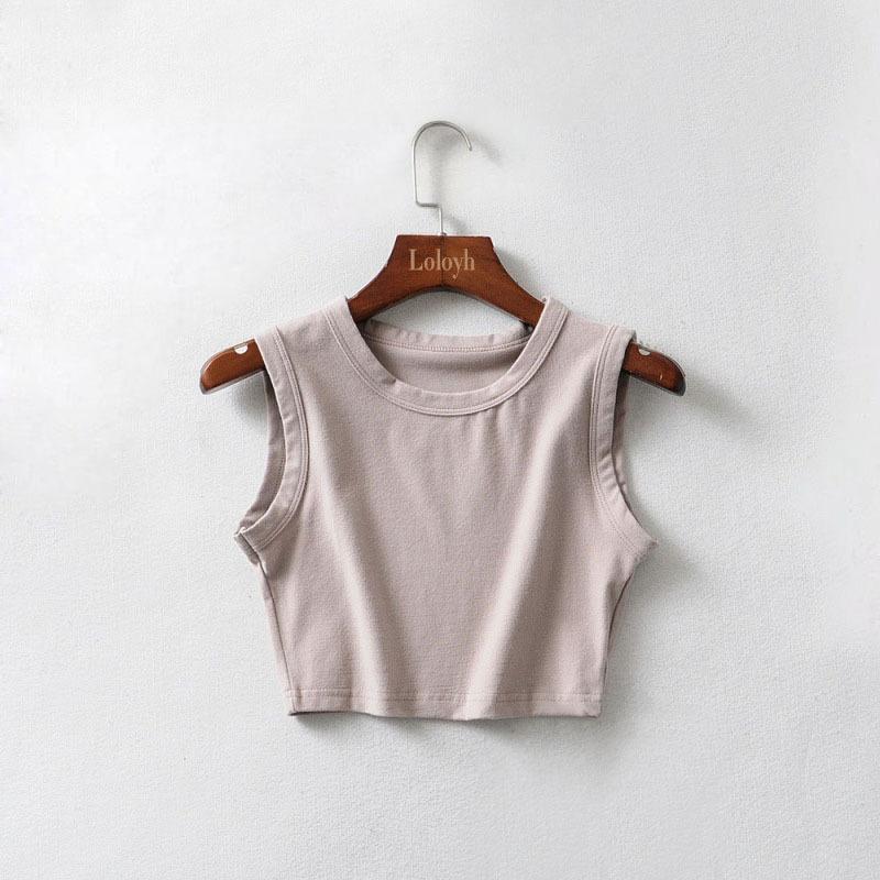 Summer New Women's Clothing Top Cycling Vest, Cotton Solid Color Wide-sided Short Navel Vest