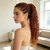 Yousheng Boho Braided Ponytail Extension with Hair Tie Hand-Braided Dreadlock Hair Extensions Long Braids Dreadlocks Wig for Women