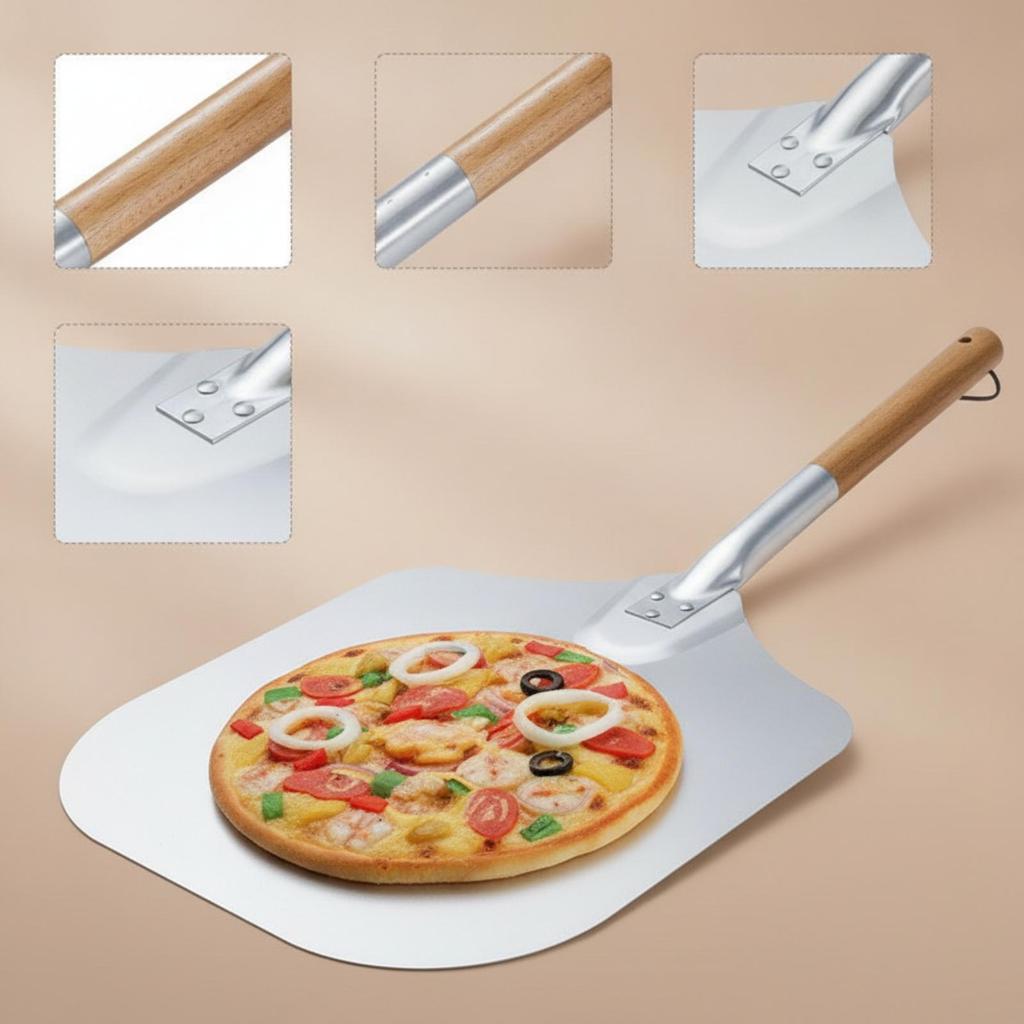 Aluminum Pizza Peel Long-Handled Kitchen Tool Heat-Resistant for Home Baking
