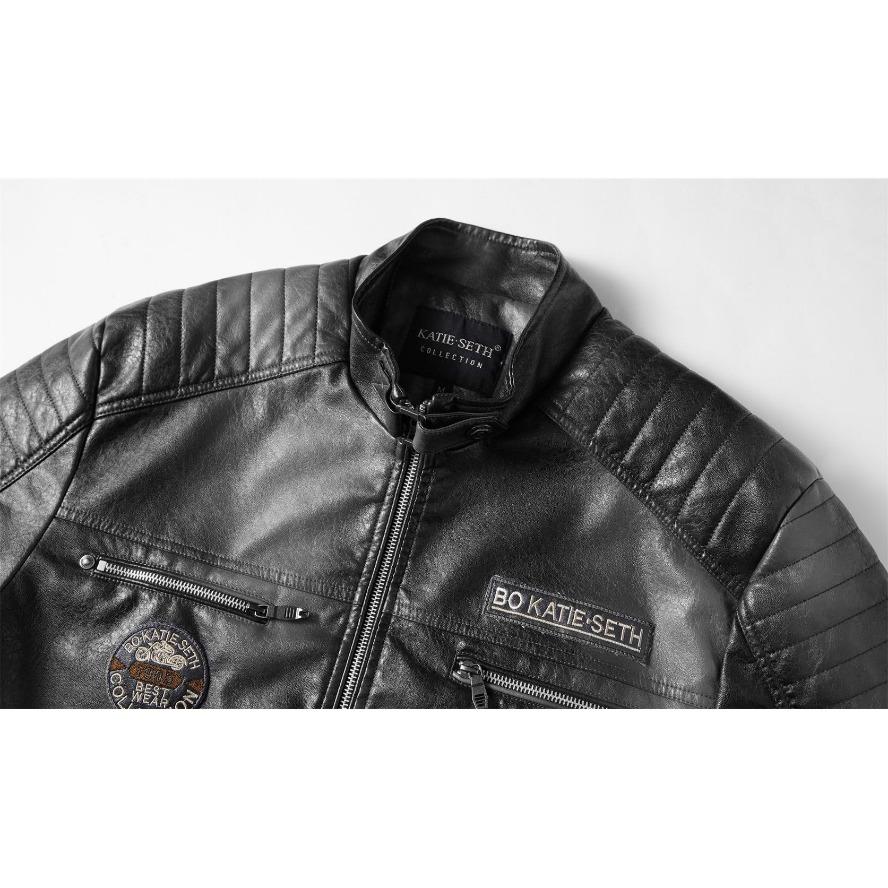 Veste de moto en cuir PU transfrontalier pour homme, style européen/américain, moderne et robuste, plus velours.