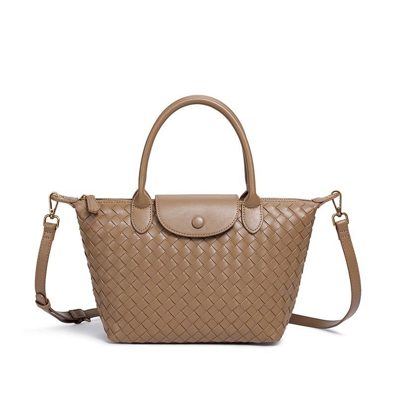 

Новая плетеная сумка-пельмень Longxiang, сумка ручной работы, большая вместимость, для поездок на работу, универсальная, портативная, сумка-мессенджер коричневый