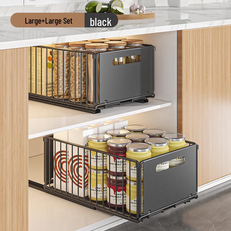 Pull-Out Kitchen Organizer: Sliding Rack for Bowls, Dishes, Spices & Under Sink Storage