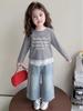 Girls' Rhinestone Lace Denim Pants - Spring/Autumn 2026: Stylish Wide-Leg Fashion for Little Girls