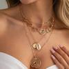 SHIXIN 4Pcs/Set Vintage New Gold Color Swirl Pendant Necklace for Women Boho Adjustable Clavicle Chain Beach Party Jewelry Gifts