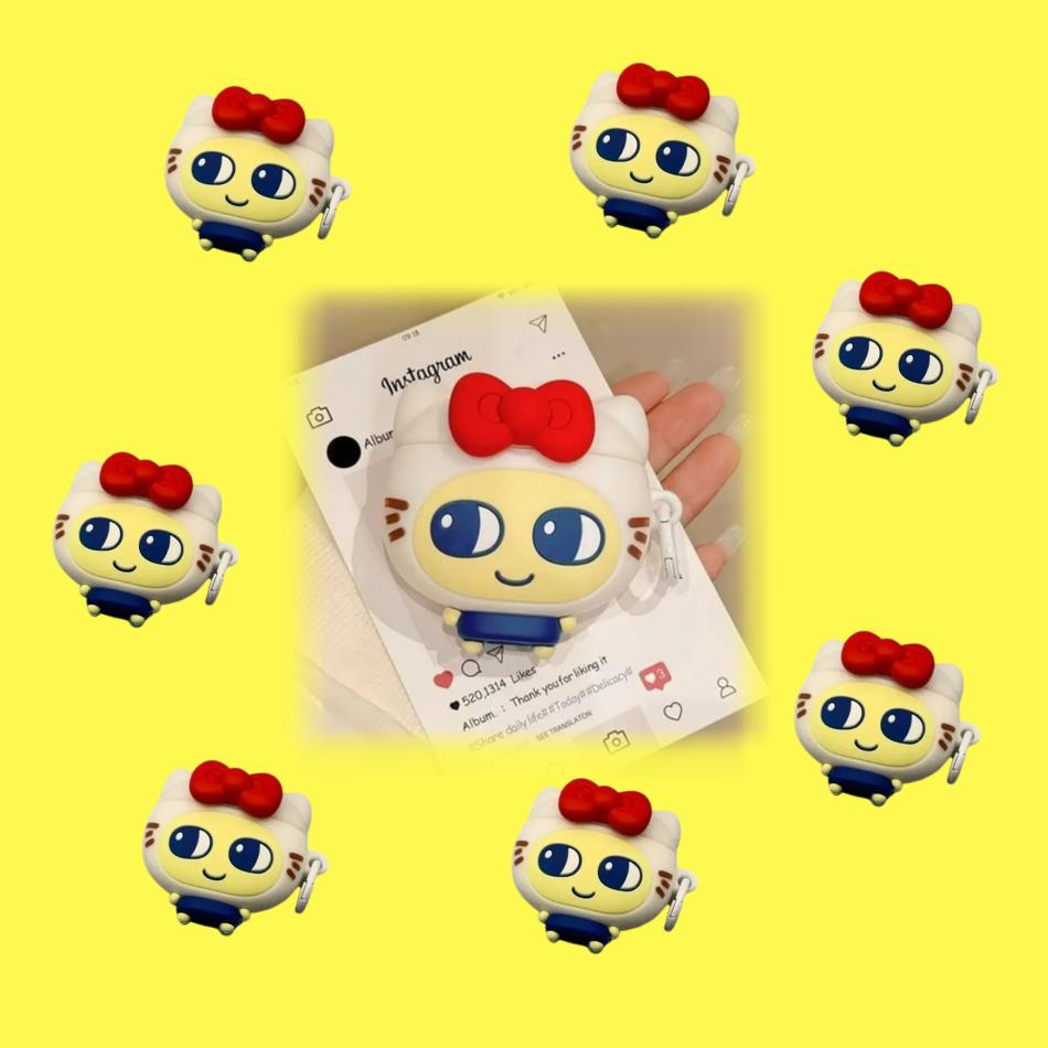 Red Bow Big Eyes Cat Silicone Headphone Protective Cover For Airpods 1 2 3 4 Pro Pro2