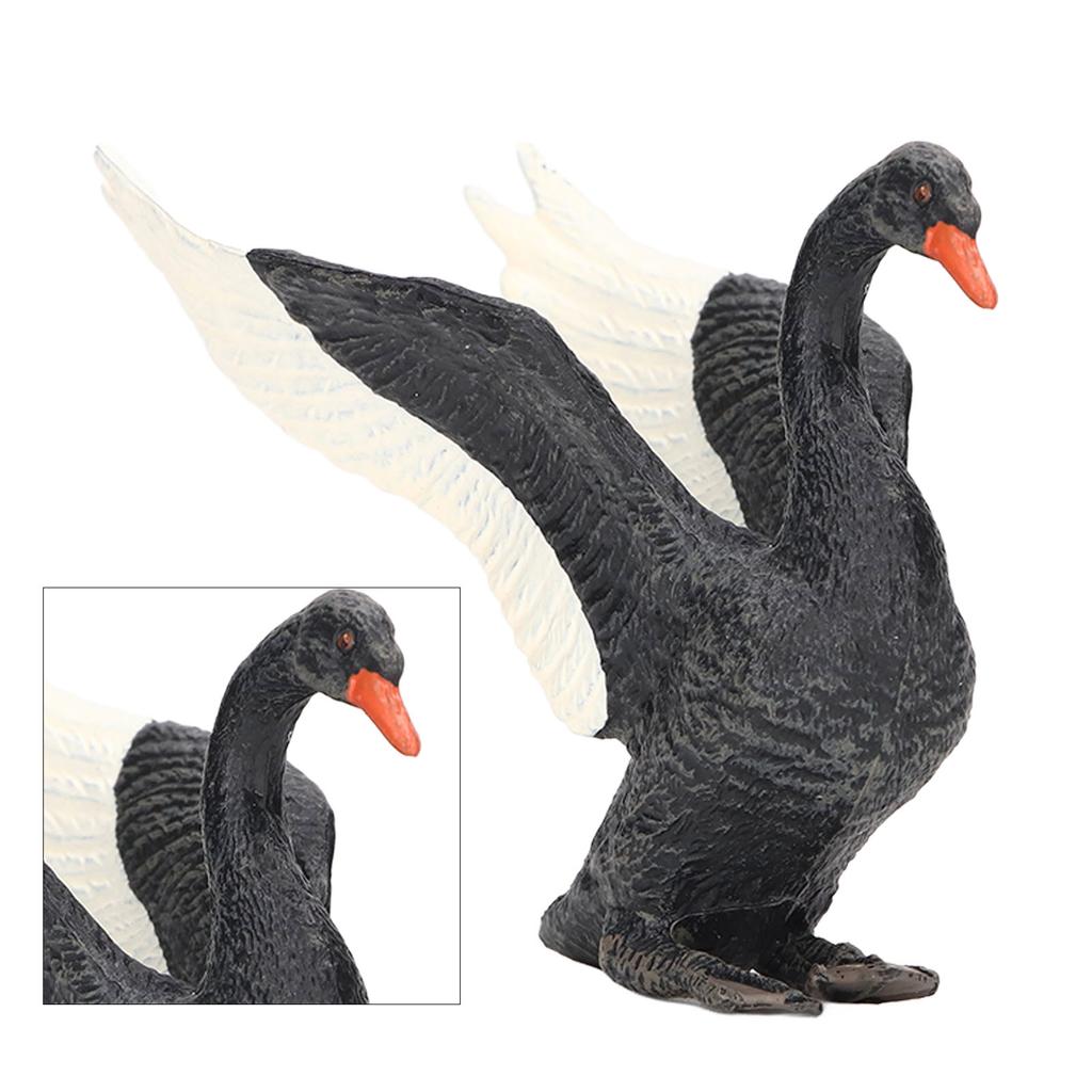 Black Swan Figurine Lifelike Appearance Eco Friendly PVC Stimulate Imagination Black Swan Toy for
