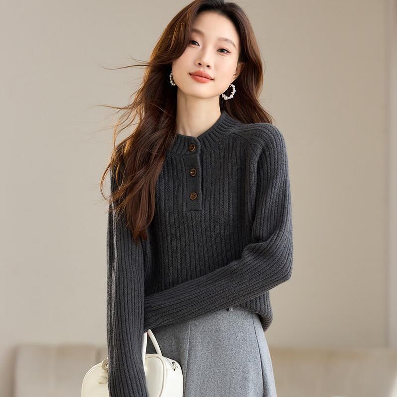 Srcr Women's 100% Wool Ribbed Knit Sweater