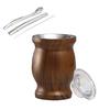Stainless steel mate tea cup and set with straw cleaning brush for easy cleaning. Perfect for any room or office. (Wood grain)