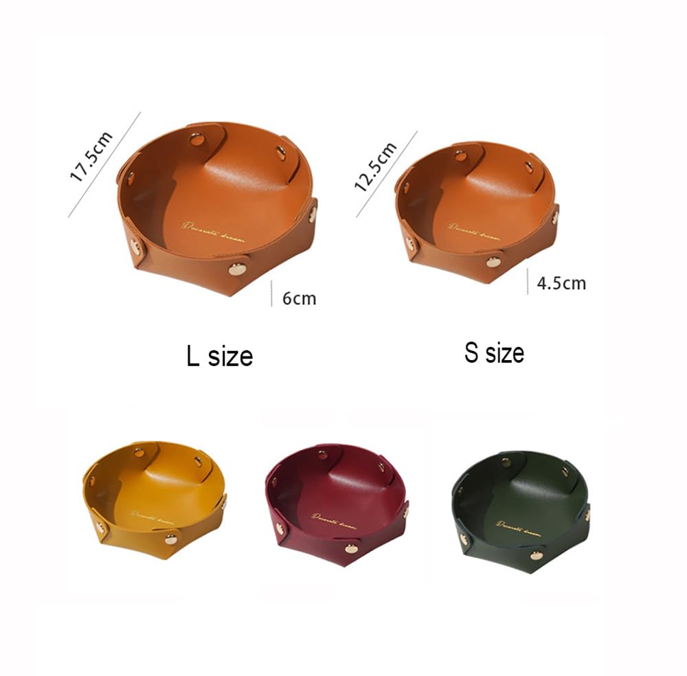 Clapoyis Folding Leather Tray for Entryway, Desk, and Storage (Wine Red [Small])