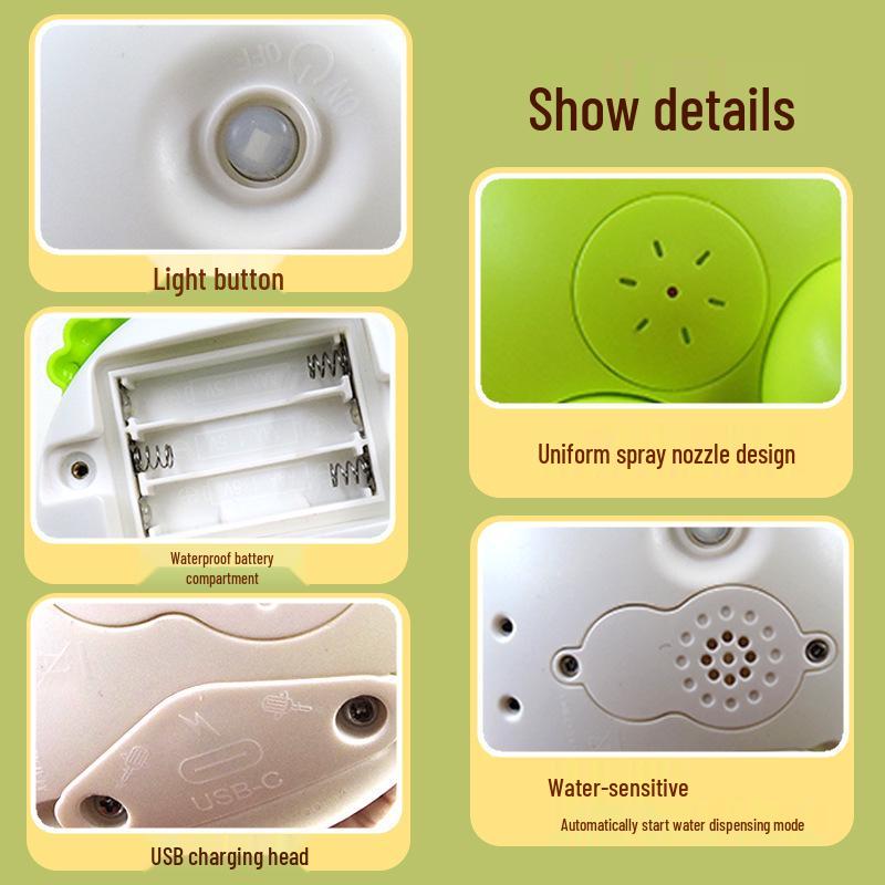 Automatic Induction Frog Spraying Bath Toy with Rotating Light