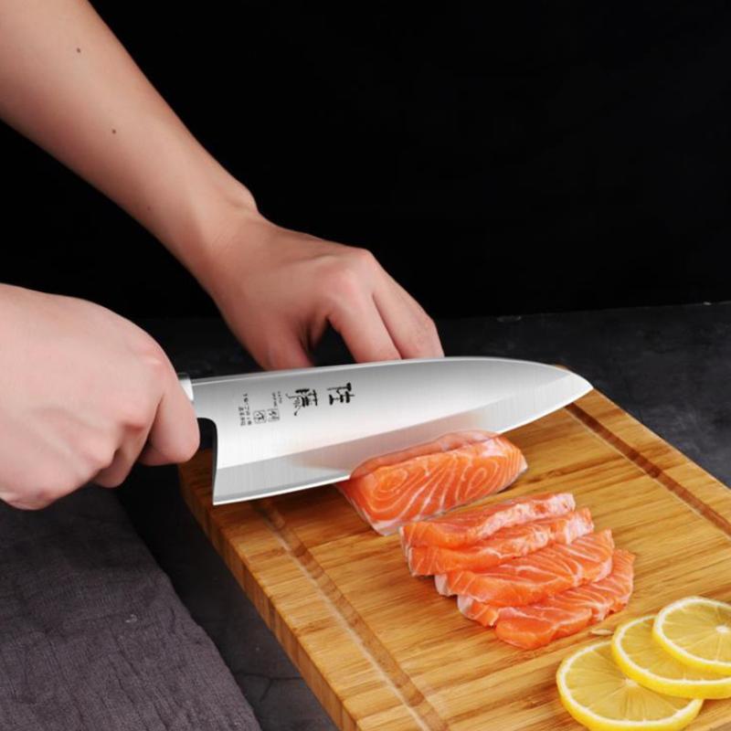 Deba Knife Single-edged Blade 5Cr15MoV Stainless Steel Rosewood Handle Slicing Sushi Cleaver Sashimi Meat Chopper Kitchen Knife