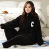 Plus Size Women's Pajamas Set Jacquard Winter Extra Thick Double Sided Flannel Warm Pajamas Smooth Zipper Pajamas Women's Pajamas