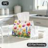 1pc Tissue Box, Watercolor Wildflowers Butterflies Joyful Natural Pattern, 2D Flat Printing, Serves Multiple Purposes, Can Be Washed, Tissue Organizer