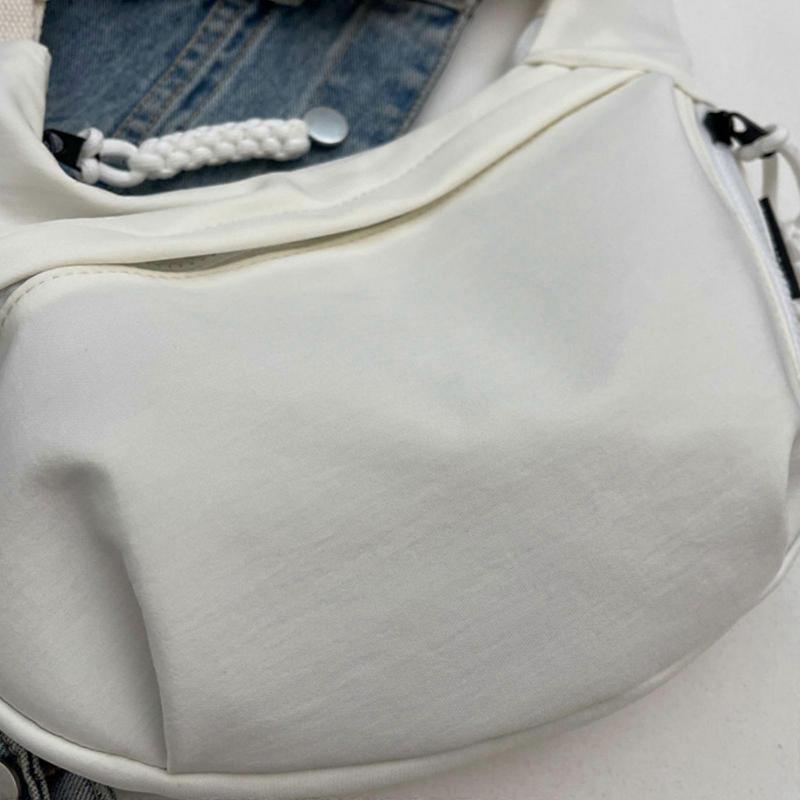 Solid Color Canvas Shoulder Bag Ample Space for Study Essential Fashion College Student Large Crossbody Bag for Women  Purple