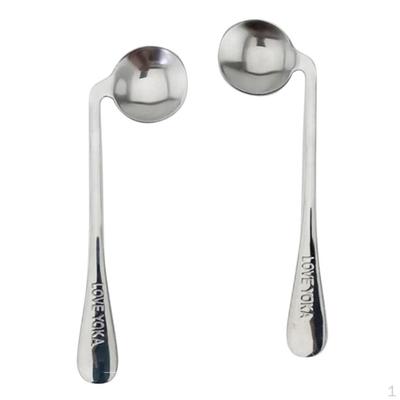 2 Pieces Of Curved Angled Spoons Made Stainless Steel