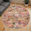 1pc Floral Pattern Wood Texture Round Chair Mat Area Rug - Non-Slip, Floor Mat for Office, Bedroom, and Indoor Decor -1002110