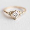 14k Gold Square Zircon Diamond Engagement Ring for Europe and US