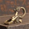 Vintage Copper Dragon Figurines Small Ornaments Retro Brass Animal Car Key Chains Crafts Office Desk Decorations Accessories