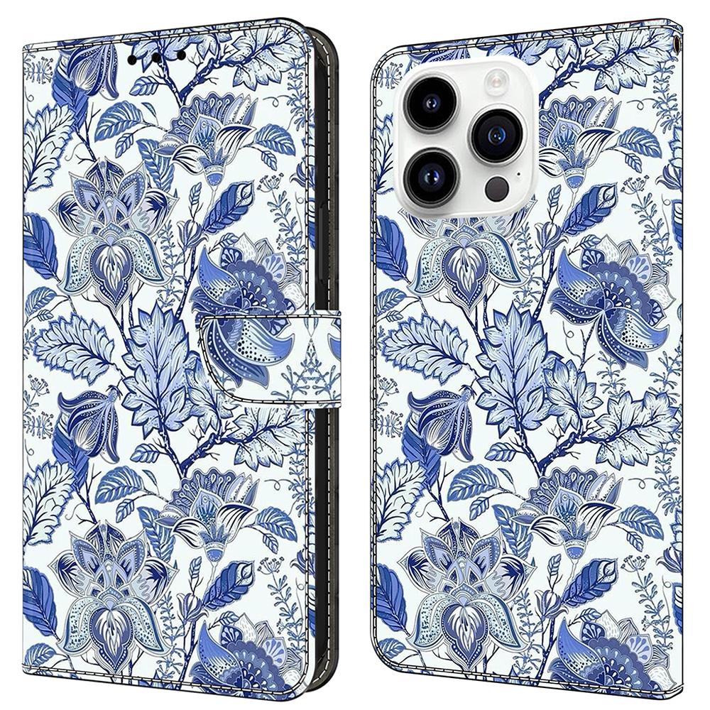 For iPhone 16 Pro Leather Case Pattern Printing Wallet Stand Flip Phone Cover