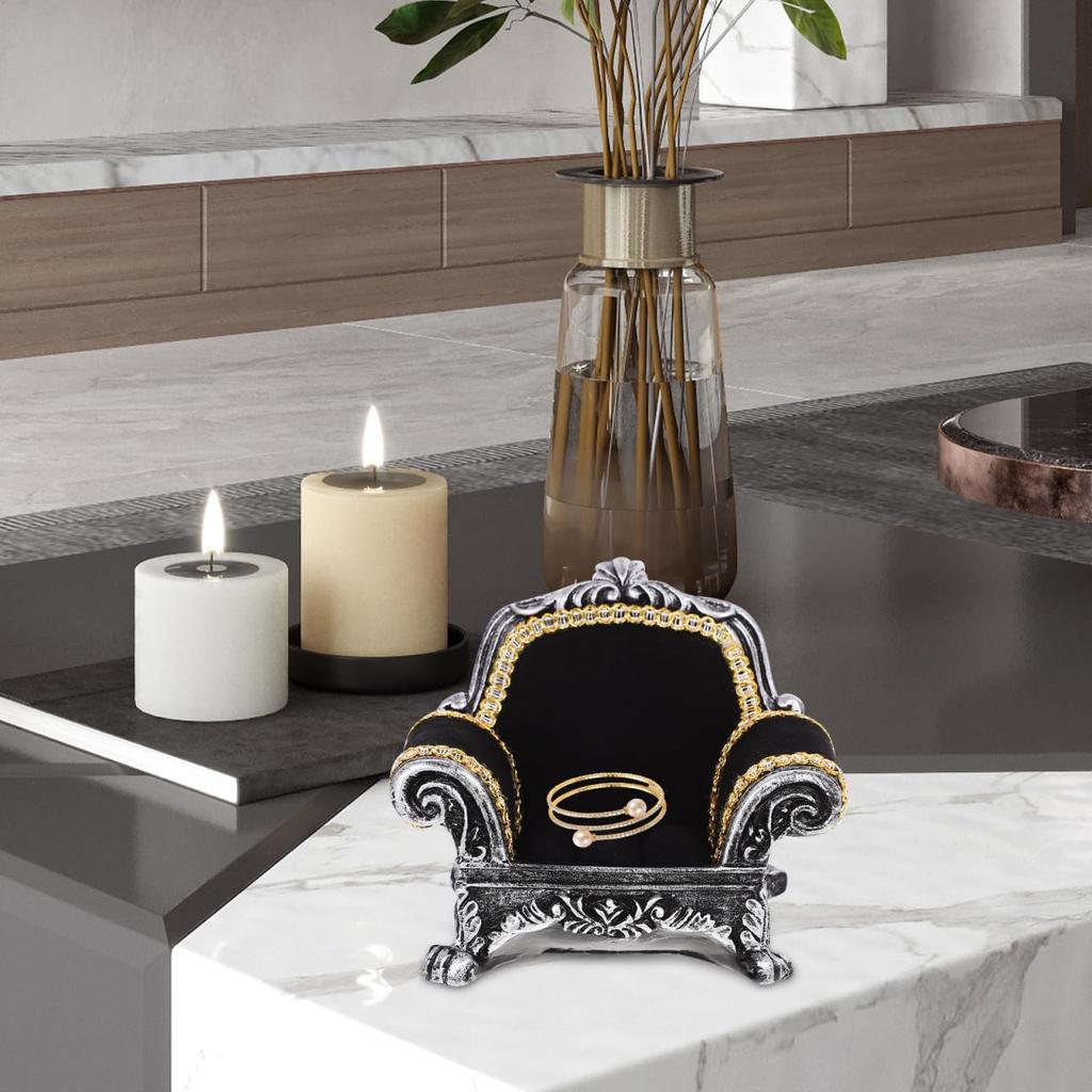 STOBOK Ring Jewelry Ring Display Jewelry Miniature Photography Ring Display Stand Stand, Sofa-Shaped, Black, Stand, Stand, Velvet-Look Storage,