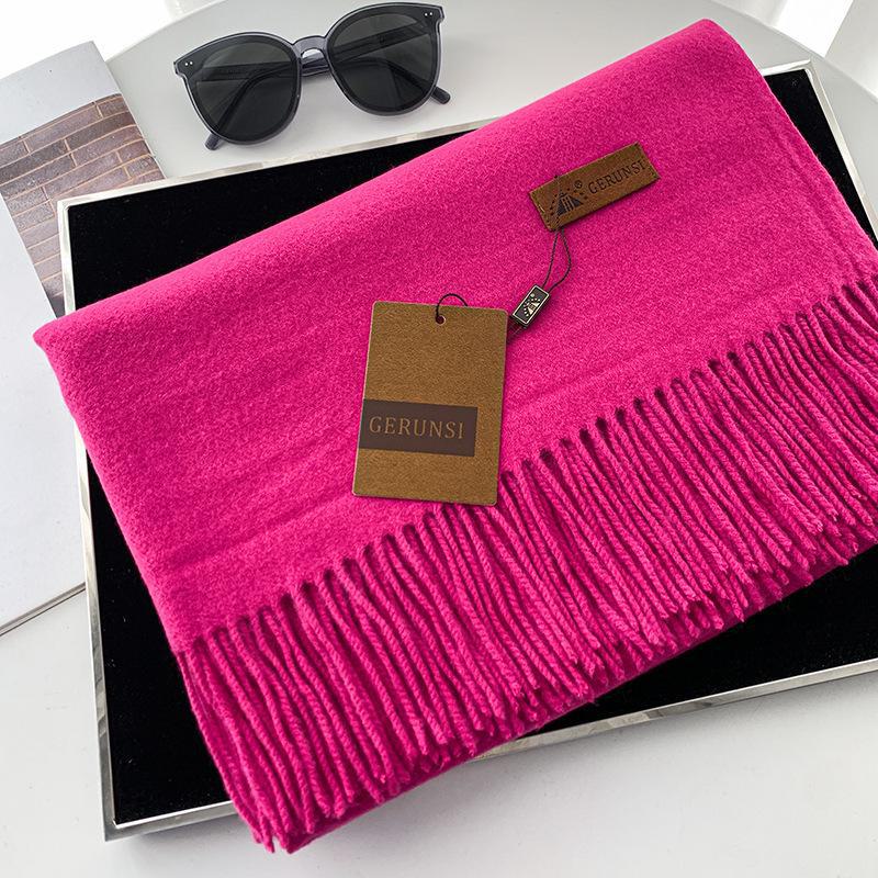 Women's 300g Solid Color Imitation Cashmere Scarf – High-End, All-Match, Warm Autumn/Winter Shawl.