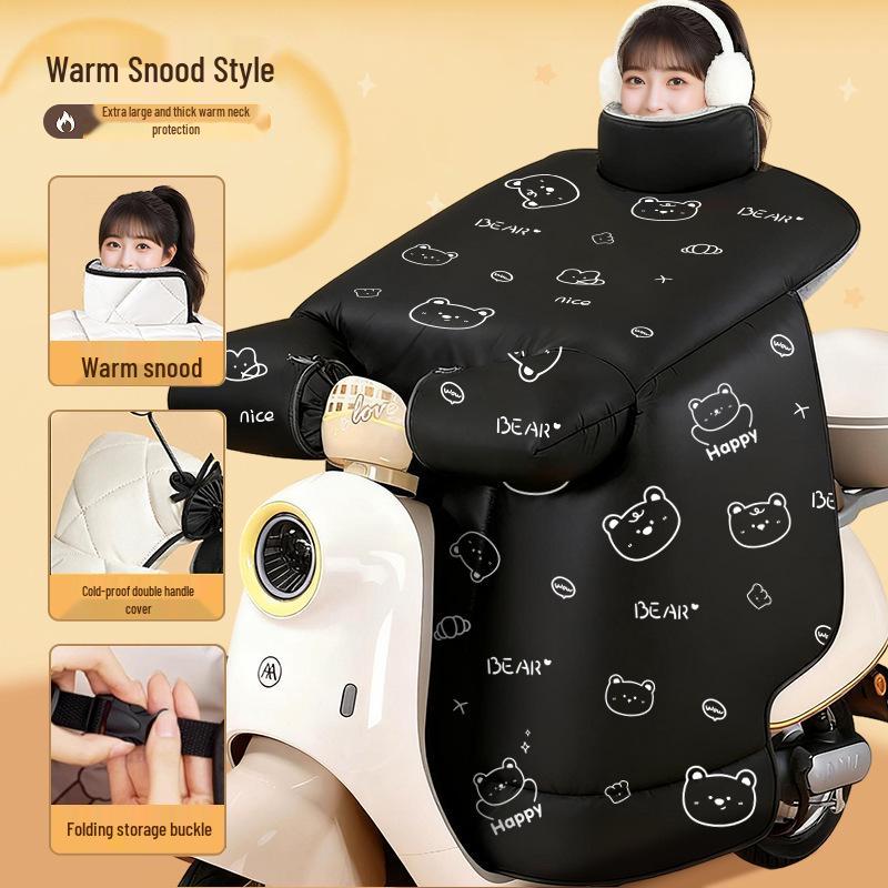 Universal All-Season Windproof Electric Vehicle Windshield with Thick Winter Fleece