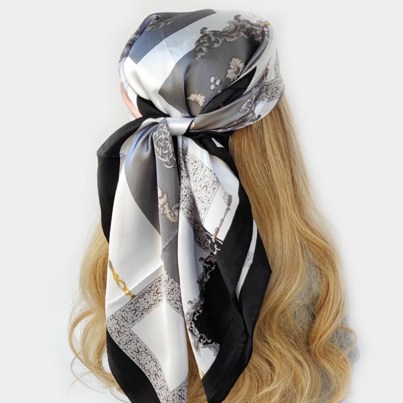 Four Seasons Square Kerchief Popular 90X90CM Stripe Shawls Fashion New Sunscreen Bandannas Europe And America Silk Scarves