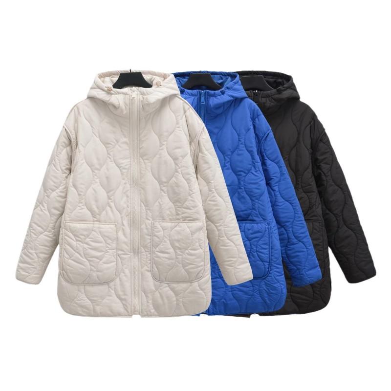Haină de iarnă pentru femei, cu glugă, căptușită cu bumbac, lungime medie, inspirată din stilul Y2K, supradimensionată, Streetwear