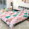 3pcs Christmas Tree & Star Duvet Cover Set - Pink Green Polka Dot Bedding with Zipper Closure Soft Polyester All-Season Bedding