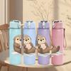 1PC Lazy Sloth Cartoon 750ml Color Plastic Sports Water Bottle Leakproof Flip Straw Lid Suitable for Sports Office Home Use