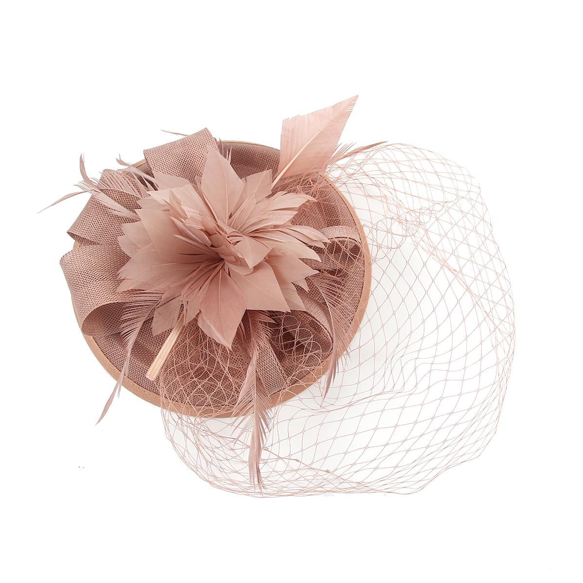 Ретро Sinamay повязка на голову Чародей Свадебная шляпа Ascot Hatinator Птичья клетка Вуаль розовый