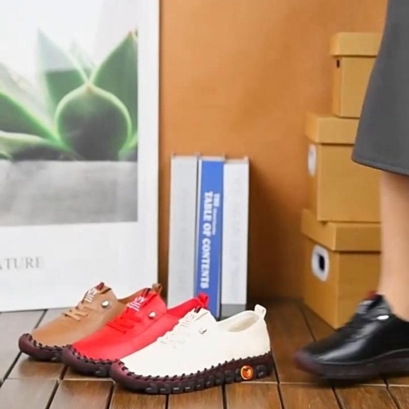 2026 New Spring Casual Women Shoes Platform Loafers Lace Up Leather Flats Slip-On Mom Shoe