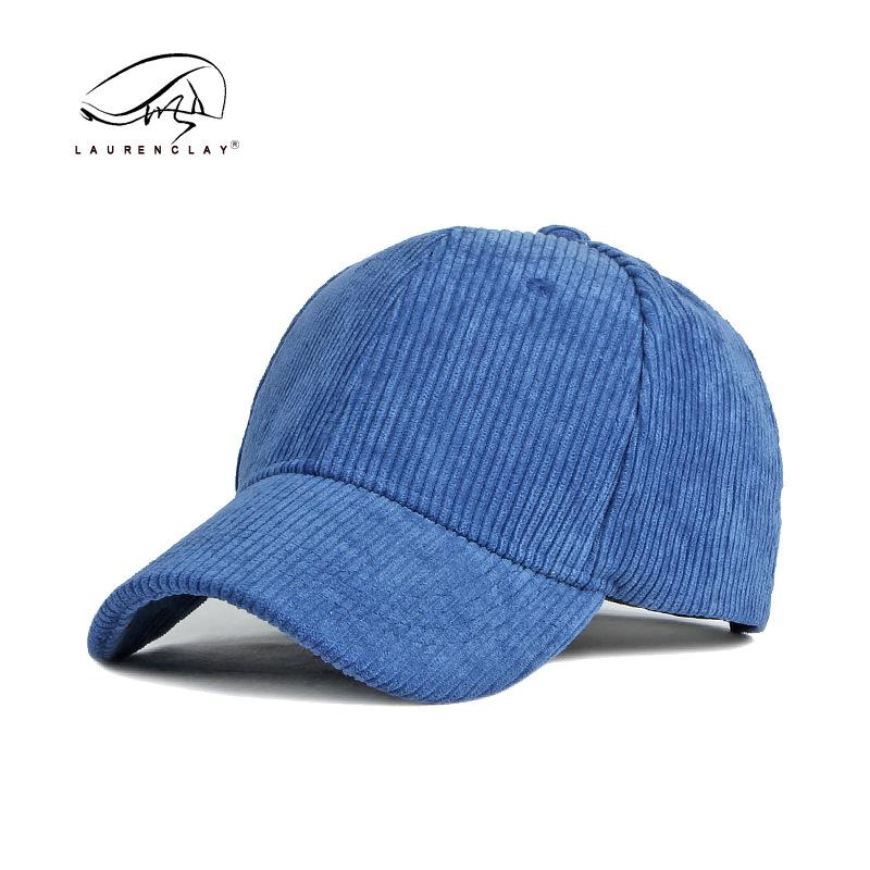 

hat women s autumn and winter new corduroy baseball cap men s women s simple solid color cap warm tide Adjustable синий