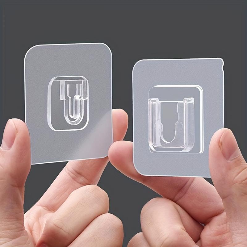 

1 пара бесследных крючков с сильным клеем, не требующих сверления, многофункциональные, водонепроницаемые, подходят для ванной, кухни, дома, настенные крючки 1 Pair прозрачный