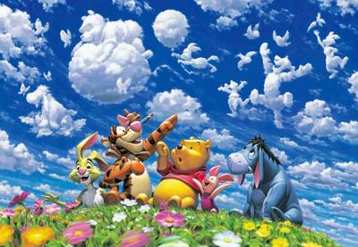 500-piece Jigsaw Puzzle Winnie the Pooh Blue Sky Fantasy Gyutto Series [Pure White] (25x36cm)