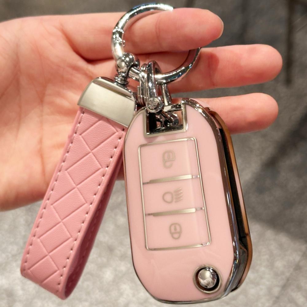 Car Key Fob Shell for Peugeot 208 308 508 2008 3008 5008 Citroen C3 C4 Cactus C6 C8, Flip Key Case Protector
