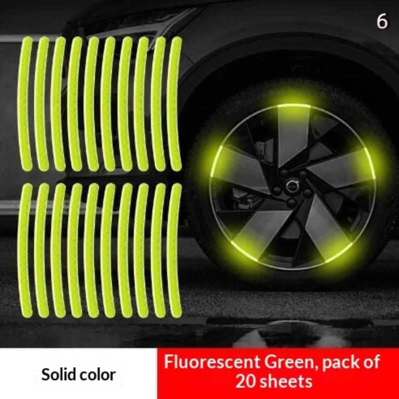 

[Q]20Pcs Car Motorcycle Wheel Reflective Sticker Night Safety Warning Strip Colorful Hub Stickers Car Styling Decal Sticker