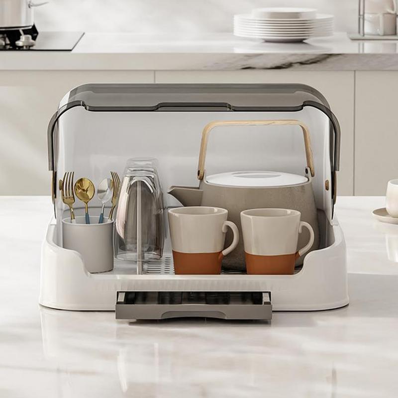 Drying Rack for Bottles Cups Dustproof Bottle Storage with Removable Drip Tray Toddler Bottles Storage Box with Good Sealing