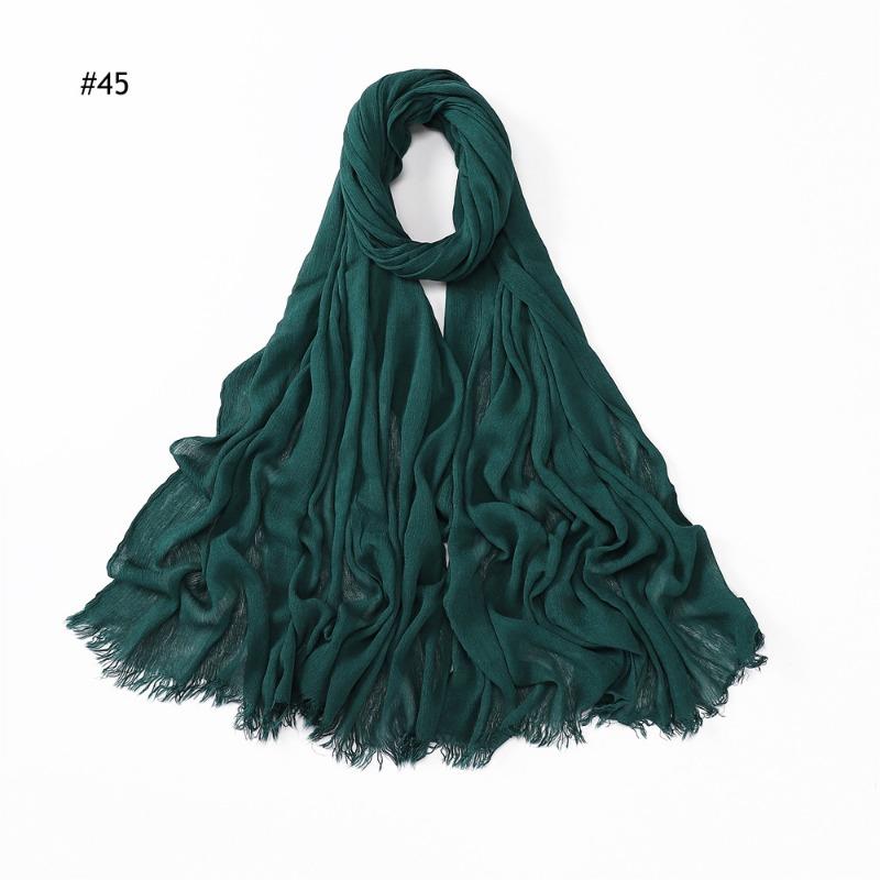 % Rayon Pleated Solid Color Human Cotton Two-end Beard Bag Headscarf Female, New Breathable Soft Scarf