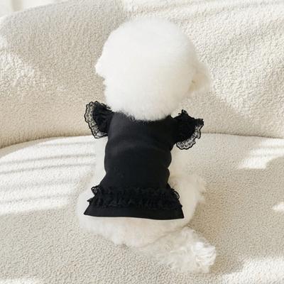 Mode Spitze Haustier Sommerweste Flatterärmel Atmungsaktive Hundekleidung Weiches Katzen Basic Röckchen Frühling