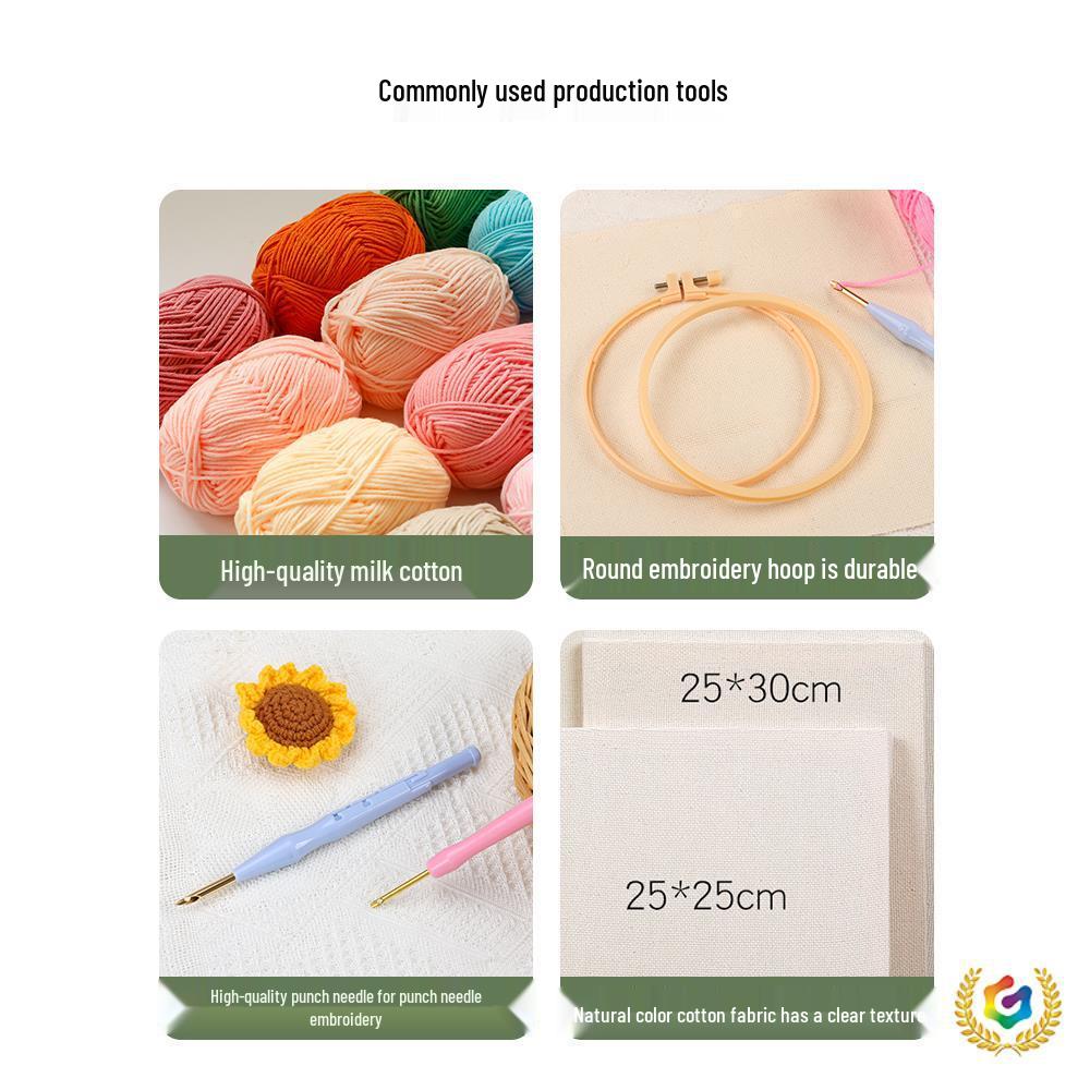 

Russian Punch Needle Embroidery DIY Kit: Yarn Tool Set for Handmade Decoration and Stress Relief 5-Strand 6-Color Basic Edition