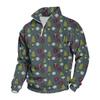 Men's Casual Quarter-Zip Stand Collar Sweatshirt with Christmas Print, Holiday Pullover