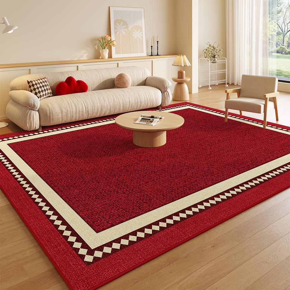 Red New Year Living Room Carpet, Cream Style, Festive And Easy To Clean, Dining Room, Bedroom Floor Mat, Home Decoration