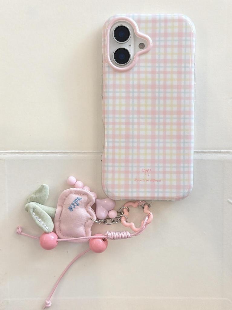 Korean Fresh Plaid Polka Dot Case for iPhone 15/16/17 Pro Max