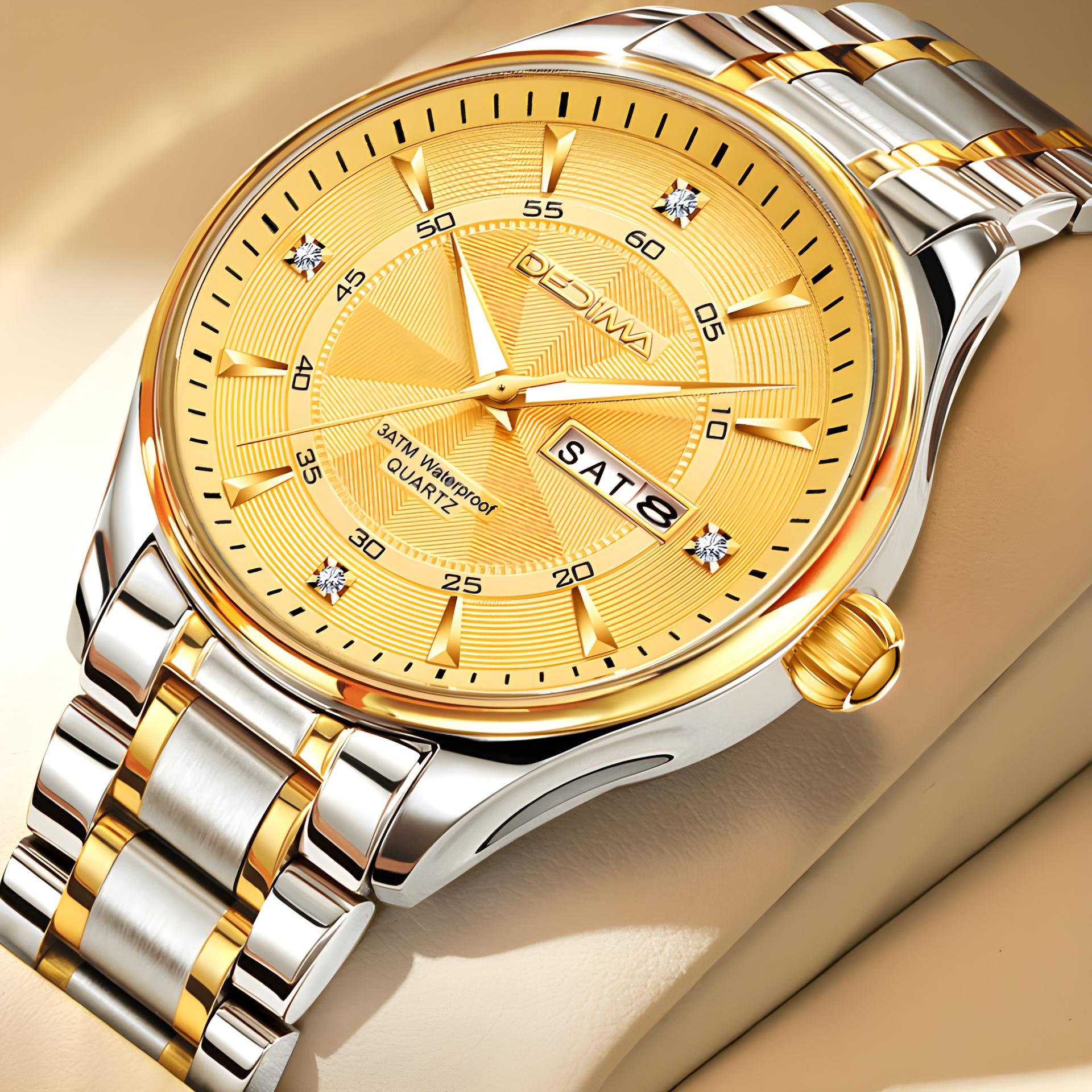 

Роскошные деловые мужские наручные часы, водонепроницаемые, светящиеся, с датой, неделей, мужские часы для мужчин, кварцевые часы, мужские часы из нержавеющей стали