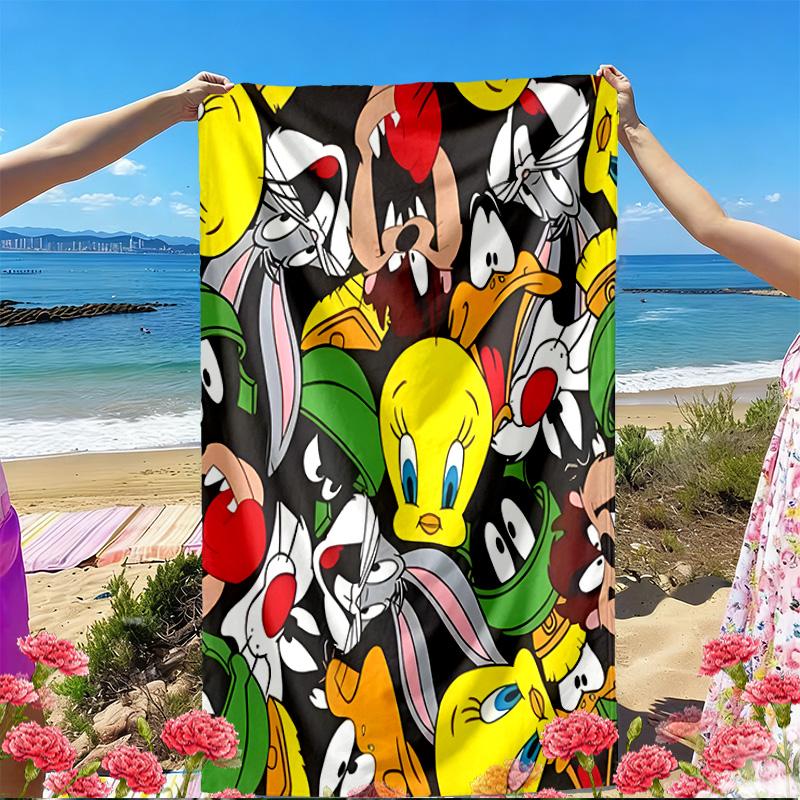 Looney Tunes Print Beach Towel, Versatile Lightweight Absorbent Beach Towel for Pool Surf Yoga Bathroom, Perfect Birthday Holiday Gift